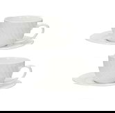 Set 2 cesti cu farfurie pentru cafea, Optical, Brandani, D12.5x5.5 cm, portelan New Bone China