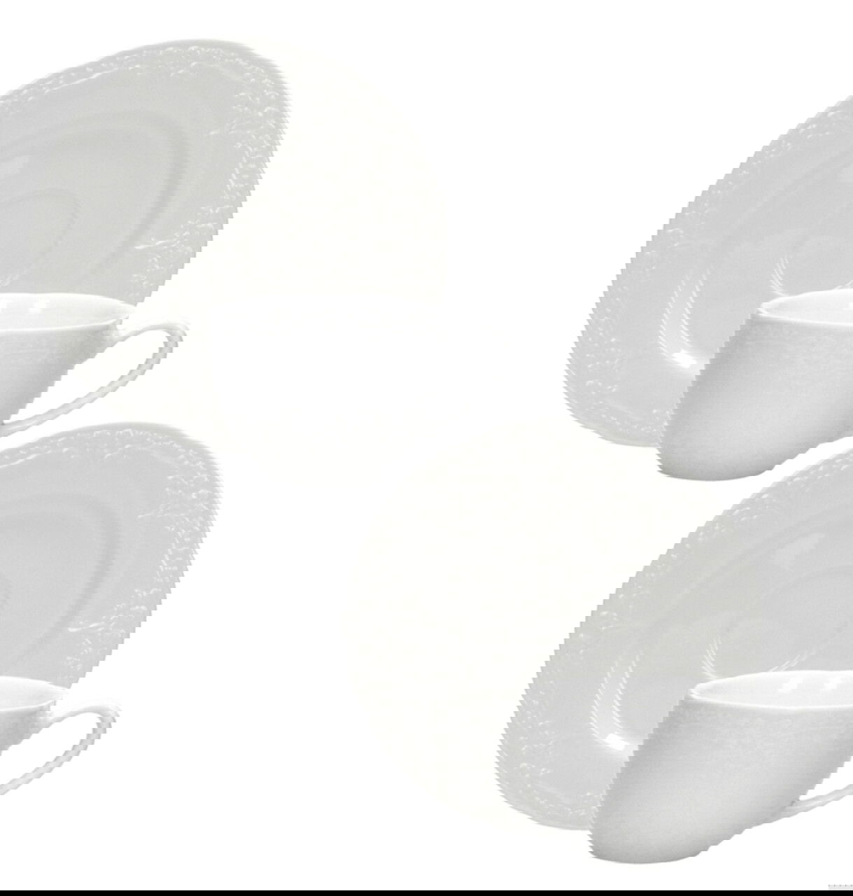 Set 2 cesti cu farfurie pentru cafea, Ricordi, Brandani, D12.5x5.5 cm, portelan New Bone China