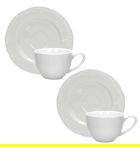 Set 2 cesti cu farfurie pentru cafea, Ricordi, Brandani, D12.5x5.5 cm, portelan New Bone China