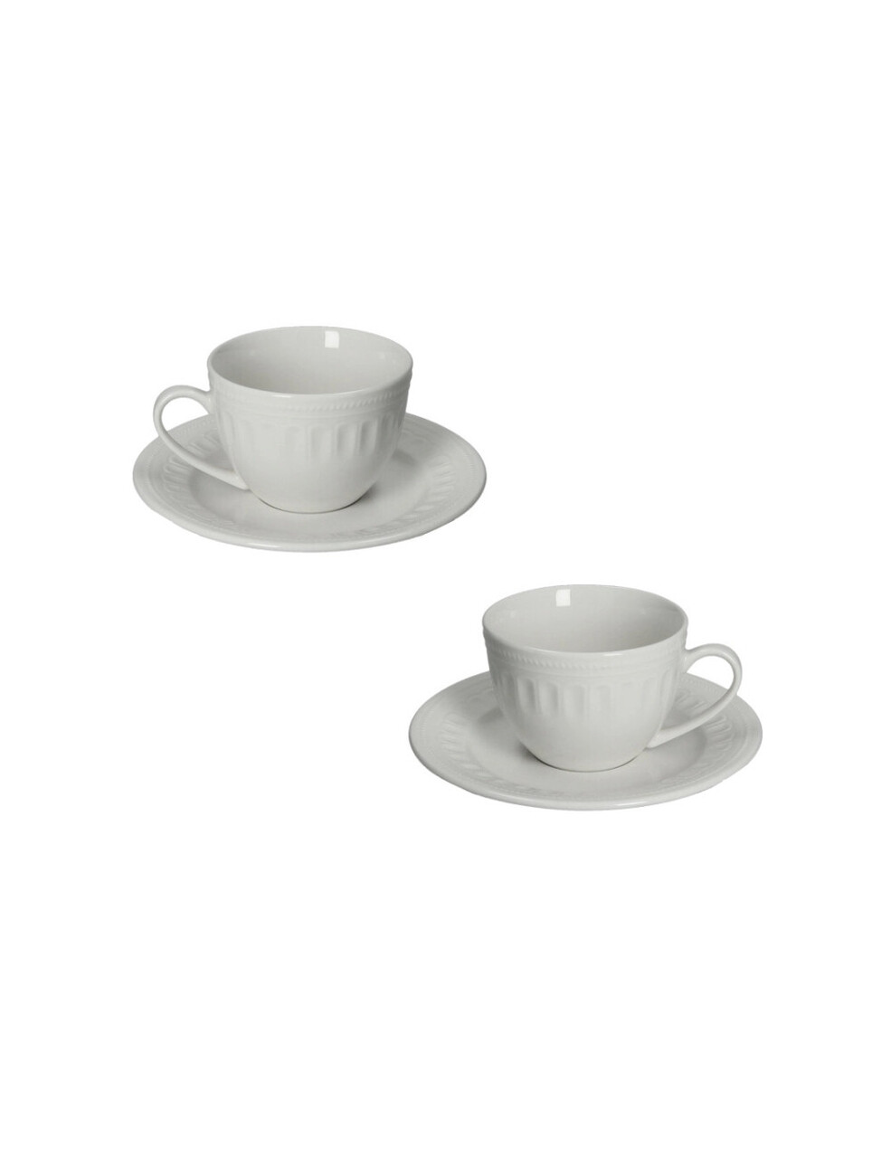 Set 2 cesti cu farfurie pentru ceai, Senzatempo, Brandani, D16x7 cm, portelan New Bone China