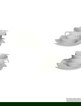 Set 2 cesti cu farfurie pentru ceai, Senzatempo, Brandani, D16x7 cm, portelan New Bone China