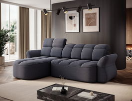 Coltar extensibil stanga 3 locuri ELTAP, Beneth, 301x185x115 cm, lemn/poliester, albastru