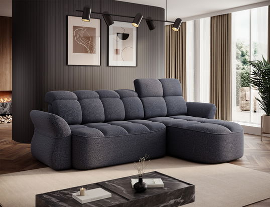 Coltar extensibil dreapta 3 locuri ELTAP, Beneth, 301x185x115 cm, lemn/poliester, albastru