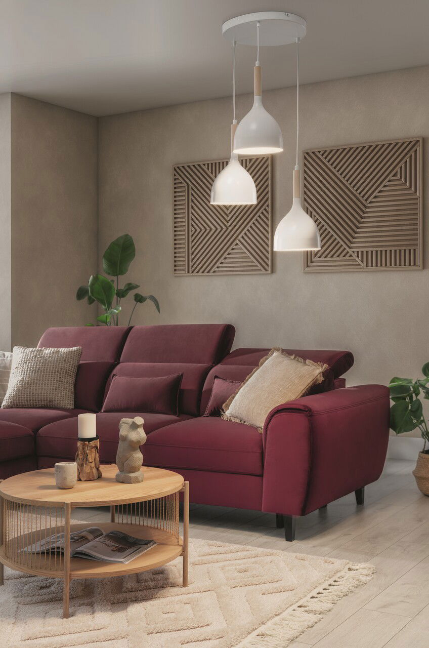 Lustra ELTAP, Woldes, 42x110 cm, 3xE27, 15W, otel, alb/natur