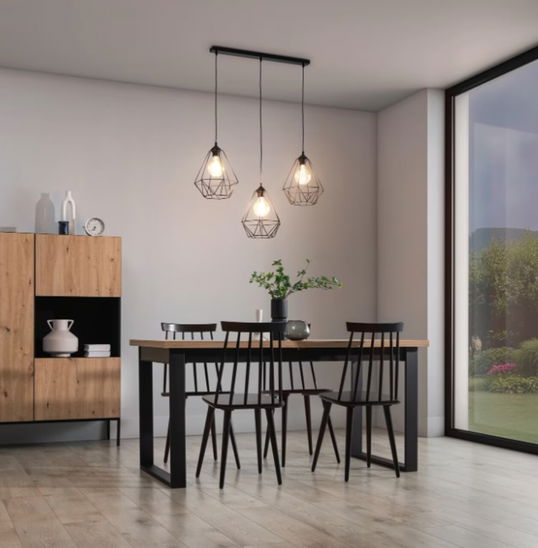 Lustra ELTAP, Bendinni, 74x19x110 cm, 3xE27, 15W, otel, negru