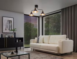 Lustra ELTAP, Detmer, 66x29 cm, 3xE27, 15W, otel, negru/auriu