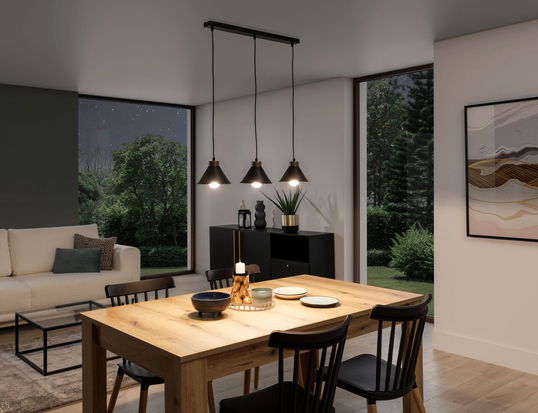Lustra ELTAP, Detmer, 70x17x110 cm, 3xE27, 15W, otel, negru/auriu