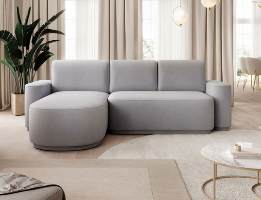 Coltar extensibil stanga 4 locuri ELTAP, Aurumm, 285x180x92 cm, lemn/poliester, gri inchis