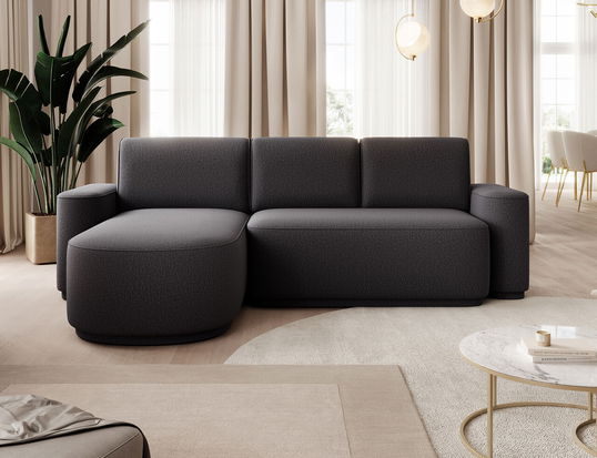 Coltar extensibil stanga 4 locuri ELTAP, Aurumm, 285x180x92 cm, lemn/poliester, gri antracit
