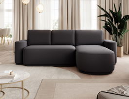 Coltar extensibil dreapta 4 locuri ELTAP, Aurumm, 285x180x92 cm, lemn/poliester, gri antracit