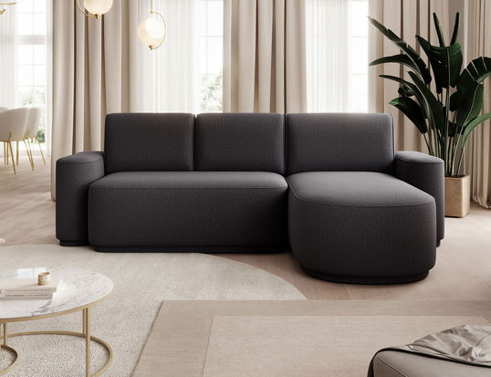 Coltar extensibil dreapta 4 locuri ELTAP, Aurumm, 285x180x92 cm, lemn/poliester, gri antracit