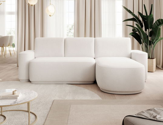 Coltar extensibil dreapta 4 locuri ELTAP, Aurumm, 285x180x92 cm, lemn/poliester, alb