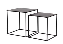 Set 2 masute de cafea Alrik, Bizzotto, 34x34x37 cm/38x38x41 cm, otel, negru