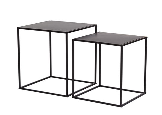 Set 2 masute de cafea Alrik, Bizzotto, 34x34x37 cm/38x38x41 cm, otel, negru