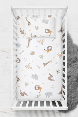 Set cearceaf de pat pentru copii, Jungle, Wheeppo, Bumbac Ranforce