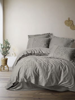 Lenjerie de pat dubla, Demure - Mink, Cotton Box, Bumbac Satinat
