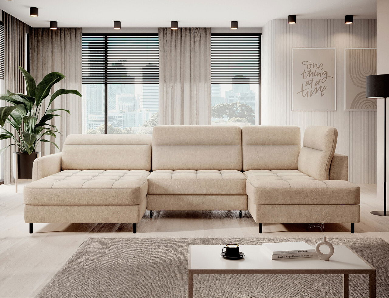 Coltar extensibil stanga 4 locuri ELTAP, LT-18TOS, Berrto, 306x165x100 cm, lemn/poliester, bej deschis