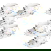 Set 6 cesti de ceai cu farfurie Iris Florenne, Tognana, 200 ml, New Bone China, multicolor