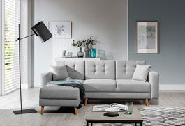 Coltar extensibil reversibil 3 locuri ELTAP, AsgL-23, Asgard, 248x162x93 cm, lemn/poliester, gri deschis
