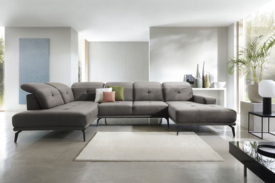 Coltar stanga 6 locuri ELTAP, LT-04LO, Bretan, 350x205x107 cm, lemn/poliester, gri