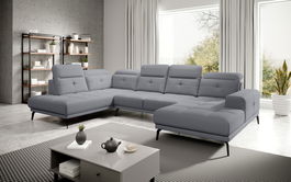 Coltar stanga 6 locuri ELTAP, LT-06PO, Bretan, 350x205x107 cm, lemn/poliester, gri