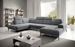 Coltar stanga 6 locuri ELTAP, LT-06SO, Bretan, 350x205x107 cm, lemn/poliester, gri inchis