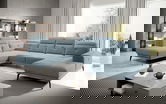 Coltar stanga 6 locuri ELTAP, LT-100SAV, Bretan, 350x205x107 cm, lemn/poliester, albastru deschis
