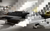 Coltar stanga 6 locuri ELTAP, LT-10FL, Bretan, 350x205x107 cm, lemn/poliester, negru