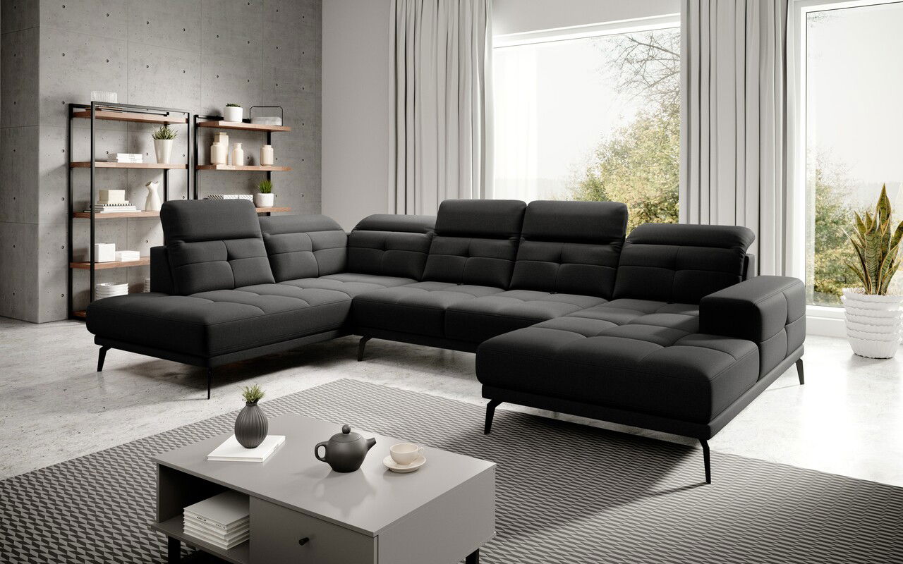 Coltar stanga 6 locuri ELTAP, LT-10VER, Bretan, 350x205x107 cm, lemn/poliester, negru