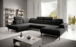 Coltar stanga 6 locuri ELTAP, LT-10VER, Bretan, 350x205x107 cm, lemn/poliester, negru