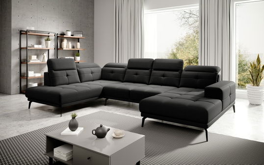 Coltar stanga 6 locuri ELTAP, LT-10VER, Bretan, 350x205x107 cm, lemn/poliester, negru