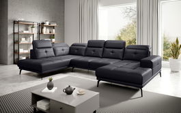 Coltar stanga 6 locuri ELTAP, LT-11SOF, Bretan, 350x205x107 cm, lemn/poliester, negru