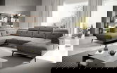 Coltar stanga 6 locuri ELTAP, LT-130MAR, Bretan, 350x205x107 cm, lemn/poliester, gri