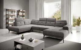 Coltar stanga 6 locuri ELTAP, LT-130MAR, Bretan, 350x205x107 cm, lemn/poliester, gri