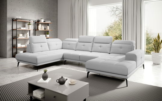 Coltar stanga 6 locuri ELTAP, LT-17SOF, Bretan, 350x205x107 cm, lemn/poliester, alb