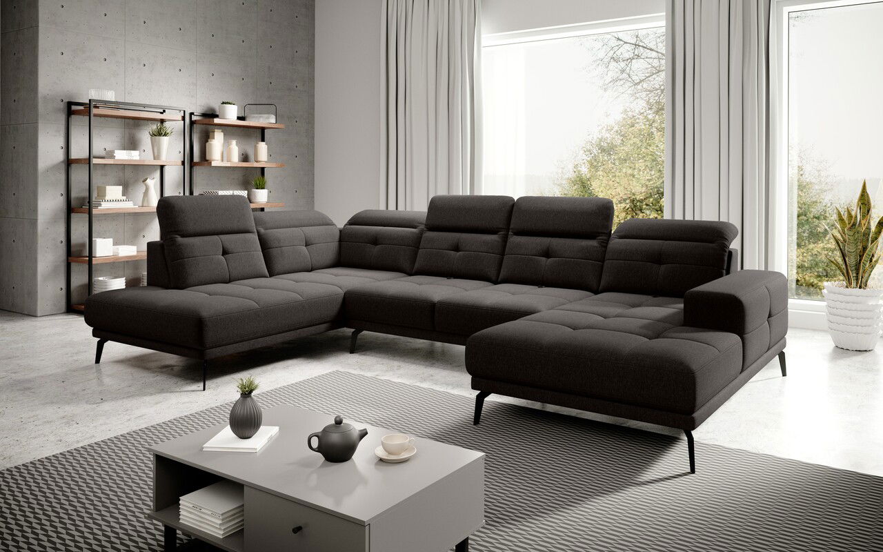 Coltar stanga 6 locuri ELTAP, LT-22FL, Bretan, 350x205x107 cm, lemn/poliester, maro inchis