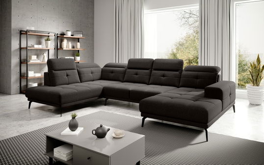 Coltar stanga 6 locuri ELTAP, LT-22FL, Bretan, 350x205x107 cm, lemn/poliester, maro inchis