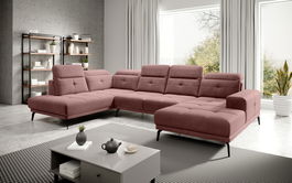 Coltar stanga 6 locuri ELTAP, LT-24LU, Bretan, 350x205x107 cm, lemn/poliester, roz inchis