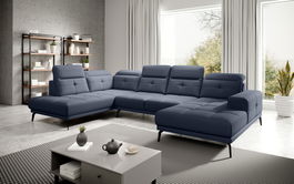 Coltar stanga 6 locuri ELTAP, LT-40PO, Bretan, 350x205x107 cm, lemn/poliester, albastru