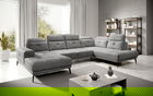 Coltar dreapta 6 locuri ELTAP, RT-03NU, Bretan, 350x205x107 cm, lemn/poliester, gri deschis