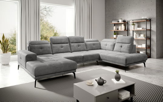 Coltar dreapta 6 locuri ELTAP, RT-03NU, Bretan, 350x205x107 cm, lemn/poliester, gri deschis