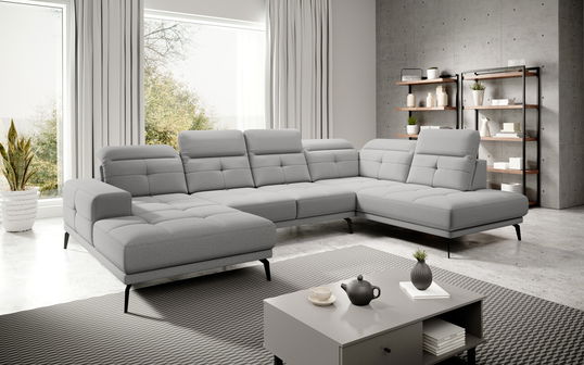Coltar dreapta 6 locuri ELTAP, RT-04GO, Bretan, 350x205x107 cm, lemn/poliester, gri deschis