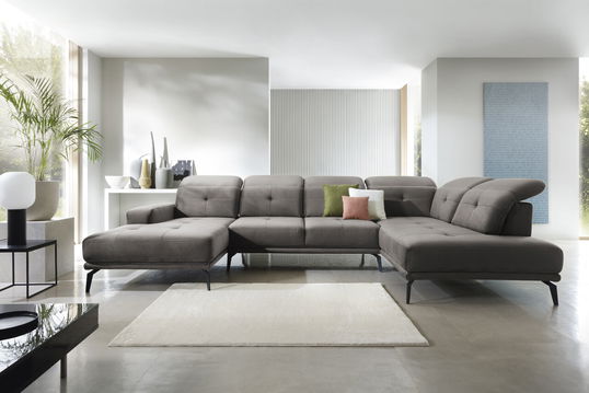 Coltar dreapta 6 locuri ELTAP, RT-04LO, Bretan, 350x205x107 cm, lemn/poliester, gri