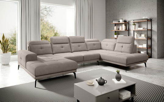 Coltar dreapta 6 locuri ELTAP, RT-07PO, Bretan, 350x205x107 cm, lemn/poliester, gri