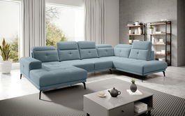 Coltar dreapta 6 locuri ELTAP, RT-100SAV, Bretan, 350x205x107 cm, lemn/poliester, albastru deschis