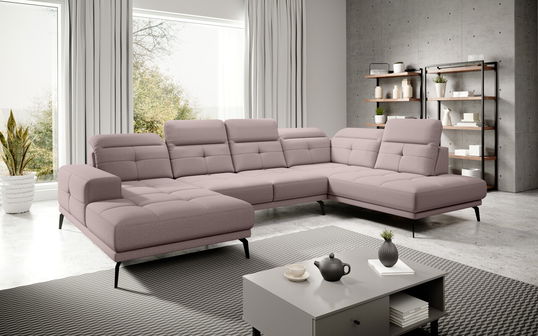 Coltar dreapta 6 locuri ELTAP, RT-101GO, Bretan, 350x205x107 cm, lemn/poliester, roz deschis