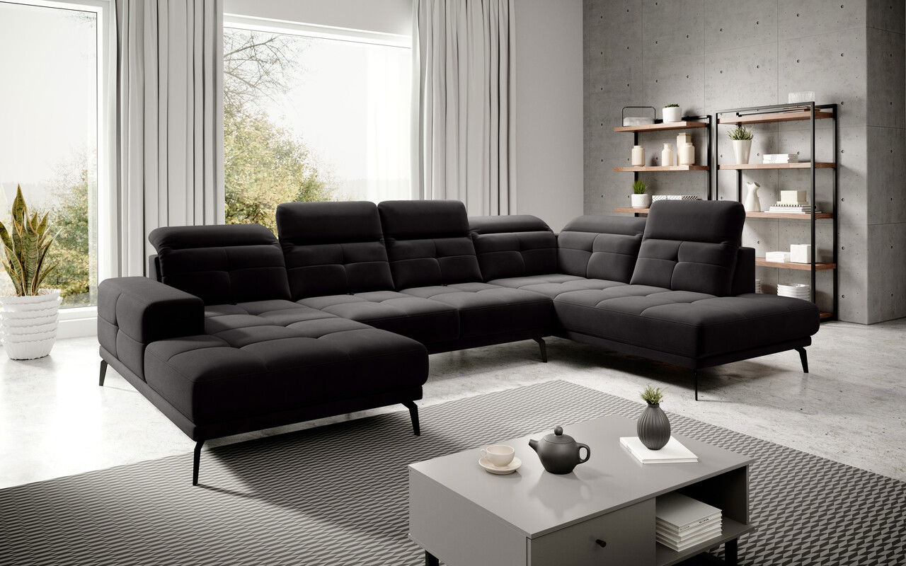 Coltar dreapta 6 locuri ELTAP, RT-10VE, Bretan, 350x205x107 cm, lemn/poliester, negru