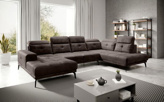 Coltar dreapta 6 locuri ELTAP, RT-22NU, Bretan, 350x205x107 cm, lemn/poliester, maro inchis