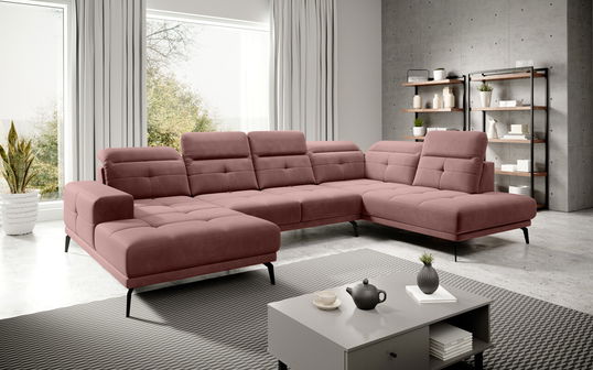 Coltar dreapta 6 locuri ELTAP, RT-24LU, Bretan, 350x205x107 cm, lemn/poliester, roz inchis