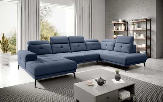 Coltar dreapta 6 locuri ELTAP, RT-40GO, Bretan, 350x205x107 cm, lemn/poliester, albastru